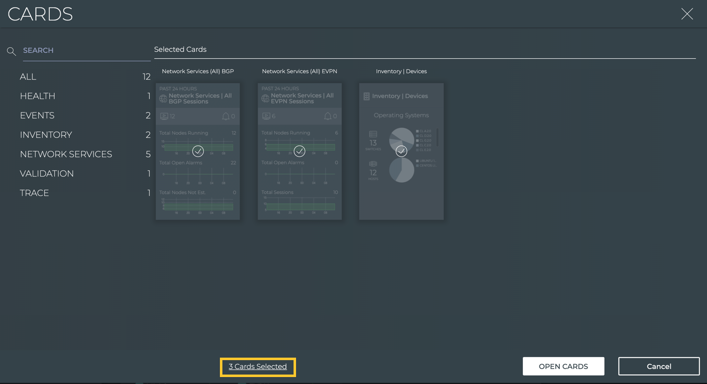 three selected card to be added to a workbench