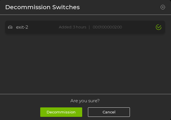 confirmation dialog with a list of devices