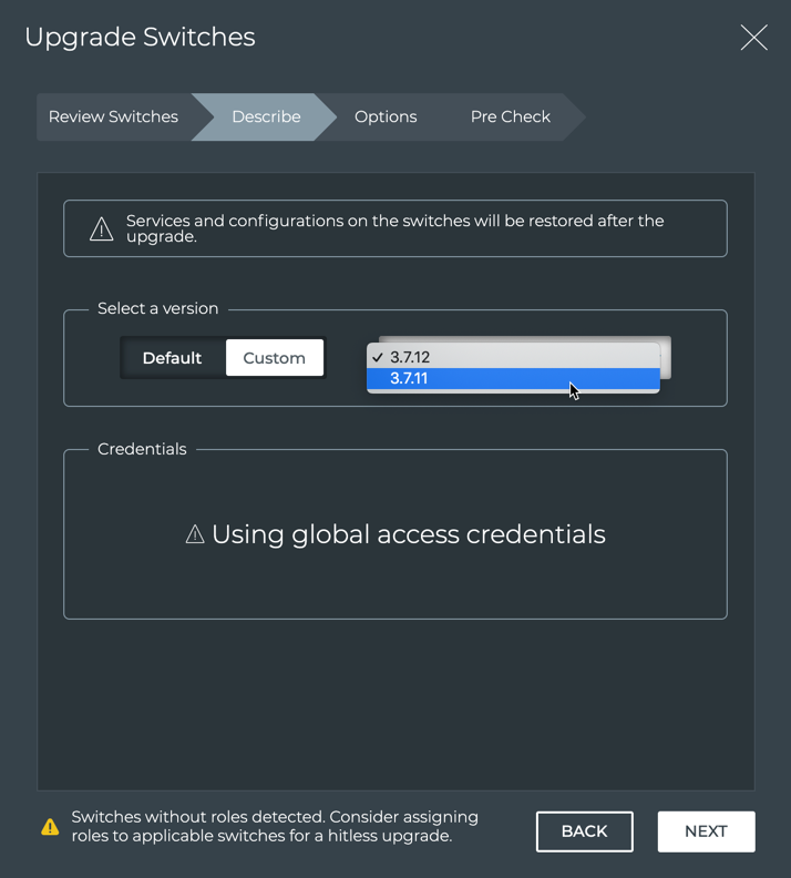 Custom CL Version Selected