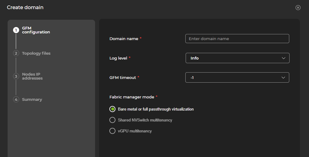 wizard prompting user to configure GFM