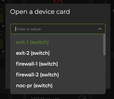 dropdown displaying switches