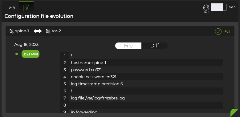 OSPF card displaying configuration file