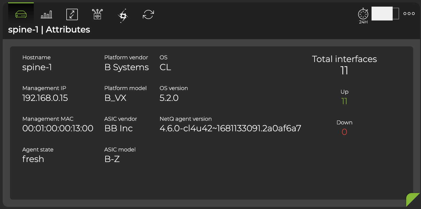 large switch card displaying attributes
